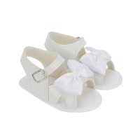 S050: Baby Girls Soft Soled Sandal-  White (Shoe Sizes: 0-3)